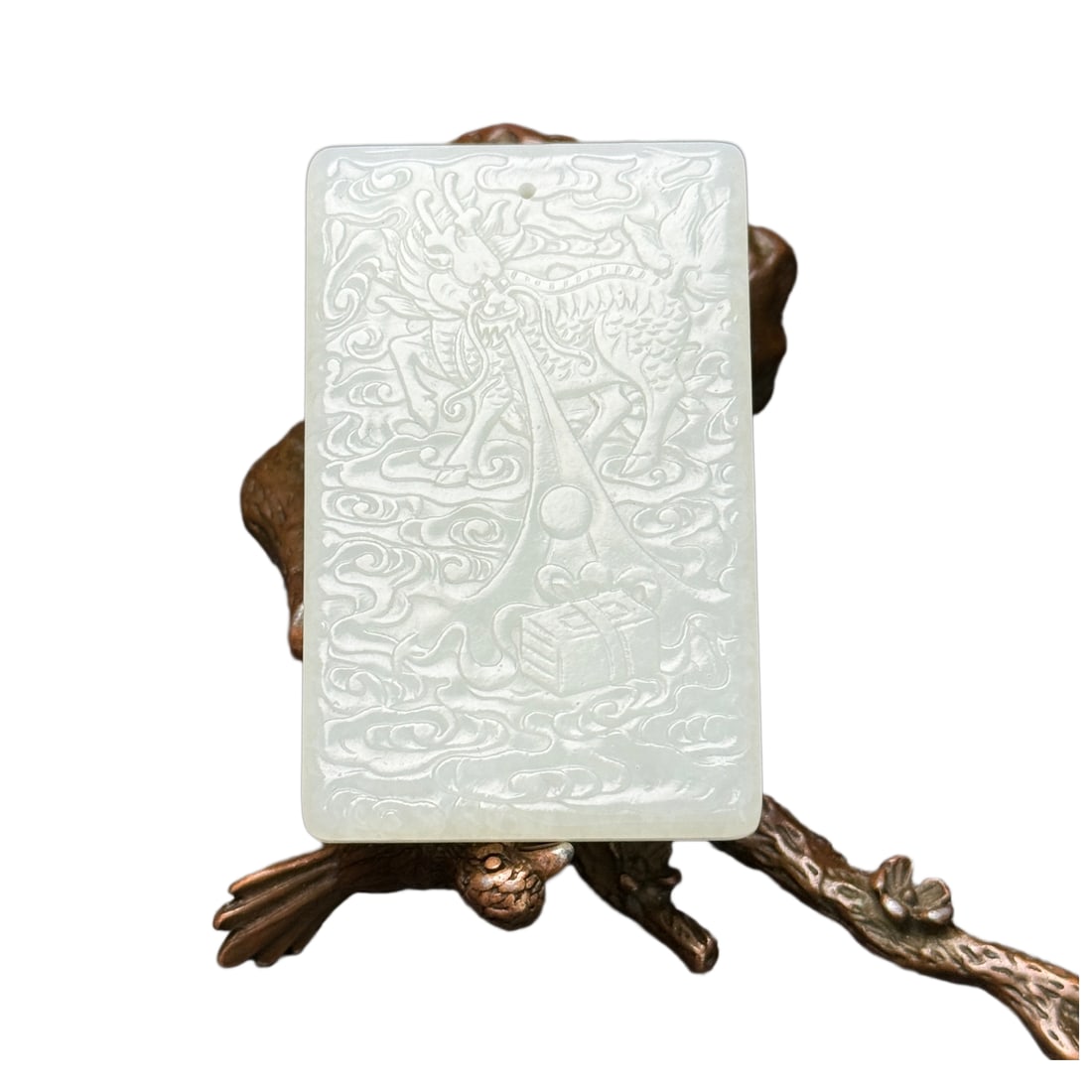 Chinese Hetian Jade Hand-Carved Beast Pendant w Kylin 38g: Chinese Hetian Jade Hand-Carved Beast Pendant w Kylin 38gDimension: 59 x 37 x 6 (mm) 2.32 x 1.46 x 0.24 (inches) Weight: 0.08 lbs/ 38 g