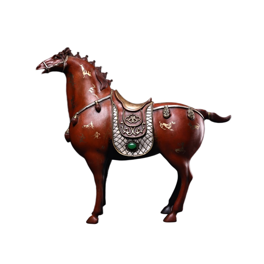 Chinese Gilt-Gold Copper Horse Statue,Old 3200g (1 of 10)