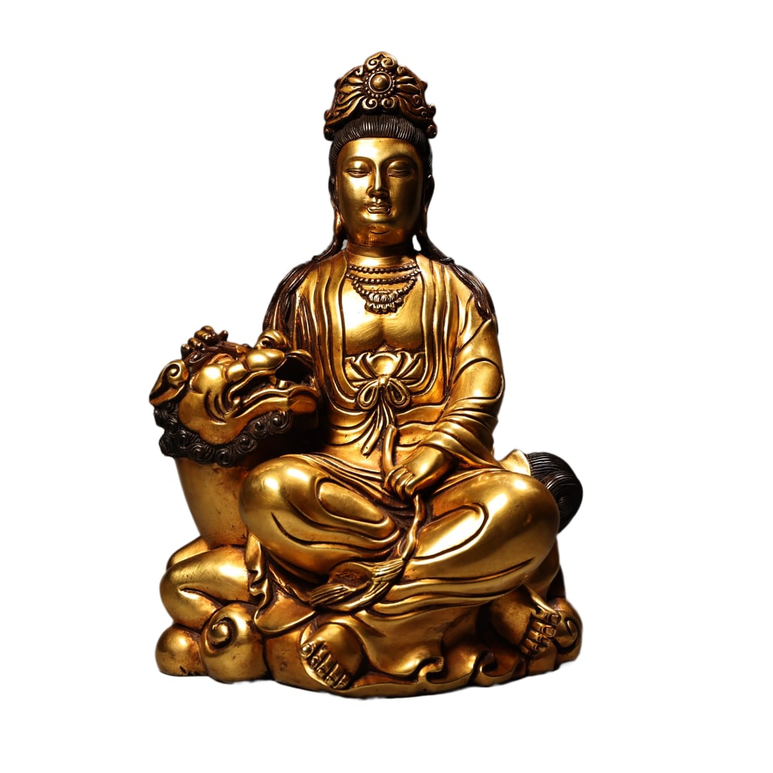 Tibetan Gilt Gold Copper Buddha Statue w Kwan-yin 5500g: Tibetan Gilt Gold Copper Buddha Statue w Kwan-yin 5500gDimension: 280 x 190 (mm)11.02 x 7.48 (inches) Weight: 12.12 lbs/ 5500 g