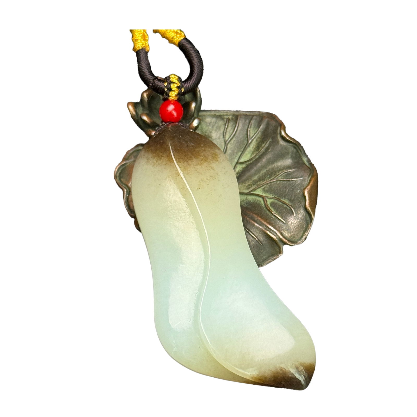 Chinese Hetian Jade Hand-Carved Leaf Pendant 47g (1 of 10)