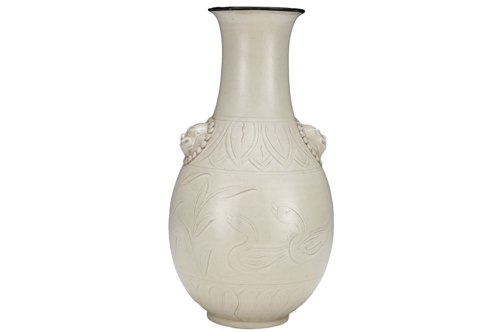 Chinese Ding Kiln Porcelain Double Ear Vase w Flowers 263mmx140mm, Song Dynasty (1 of 10)