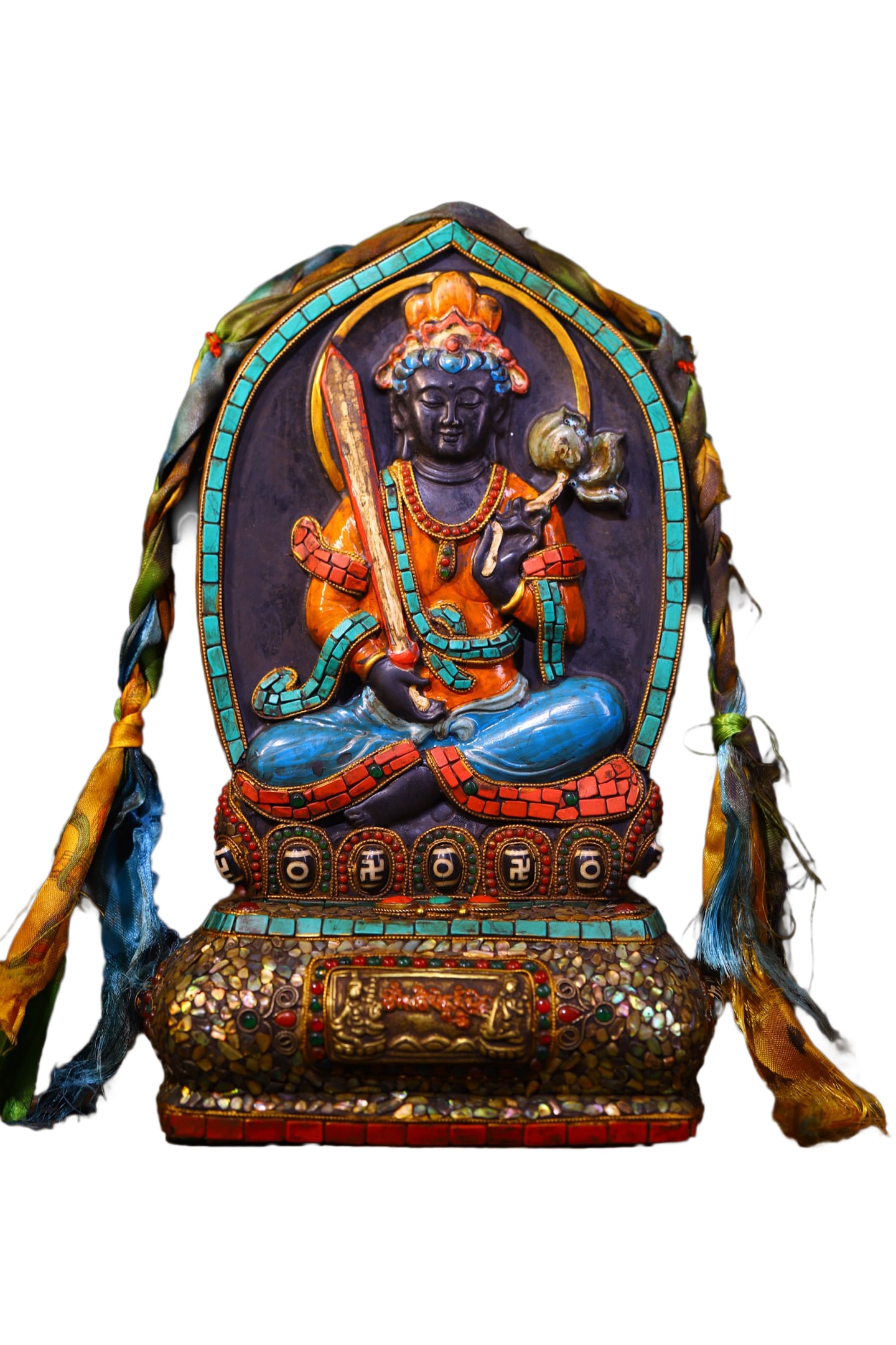 Tibetan Meteorite Inlay Turquoise,Turquoise,DZI Agate Buddha Statue,Old 5500g (1 of 10)