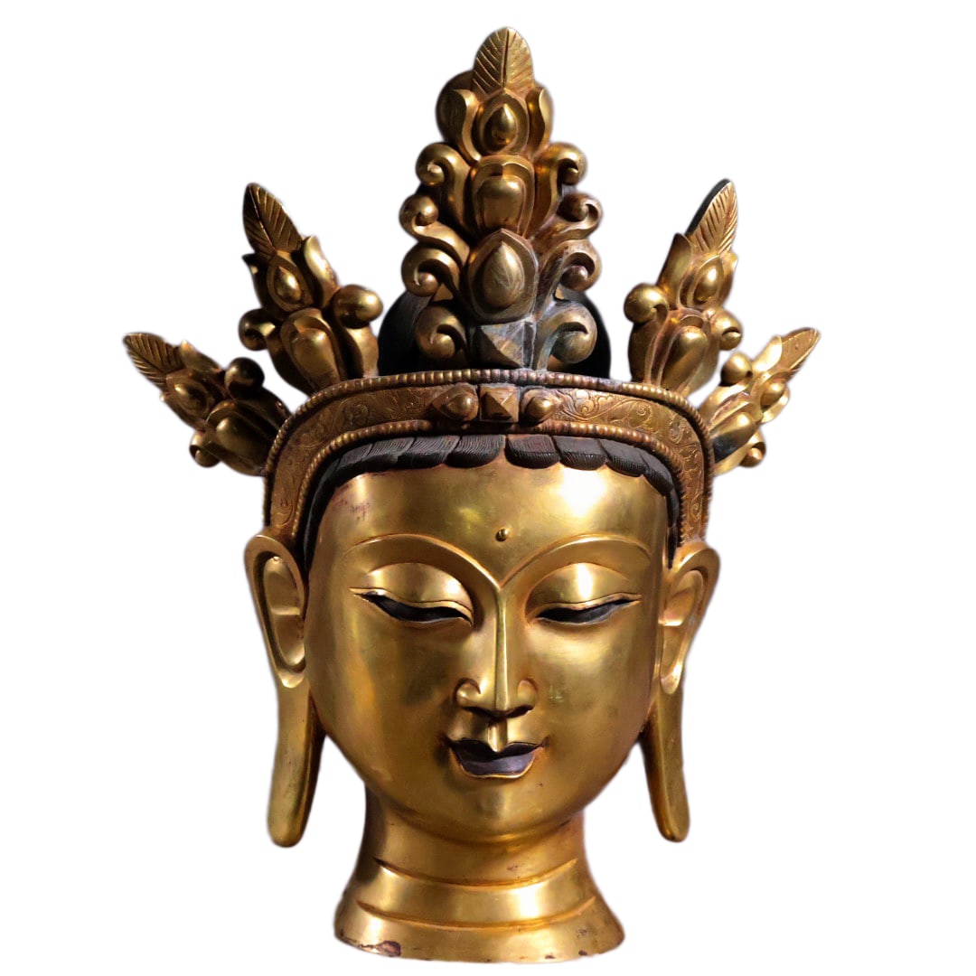 Gilt Gold Copper Buddha Head Statue,Old 4395g (1 of 10)