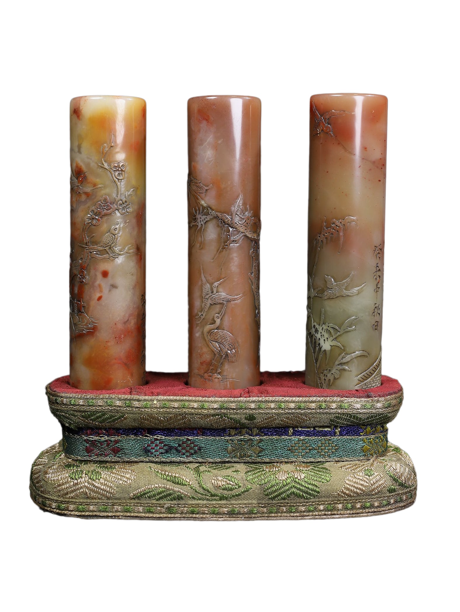 Chinese Shoushan Stone Hand-Carved Buddha Seal w Pine Tree & Bmaboo & Plum Flower,Old 522g (1 of 10)