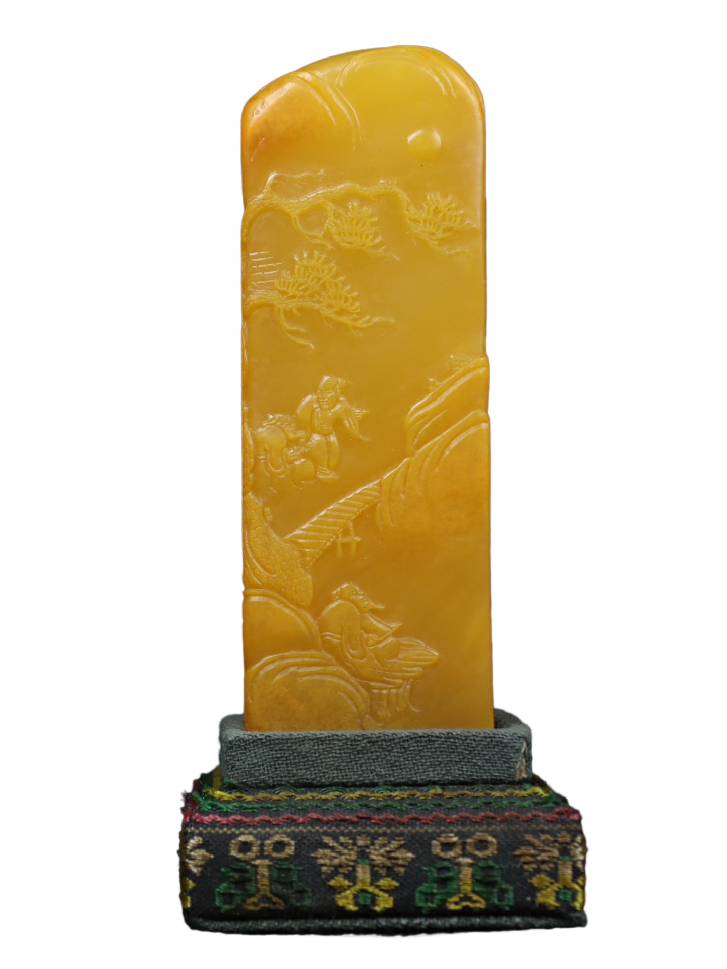 Chinese Tianhuang Stone Low Relief Pine Tree & Figure Seal,Old 243g (1 of 10)