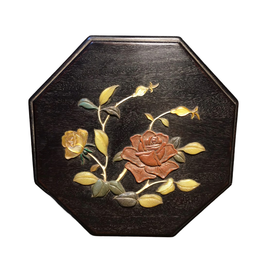 Chinese Zitan Wood Inlay Shoushan Stone Flowers Jewellery Box,Old 1280g (1 of 9)