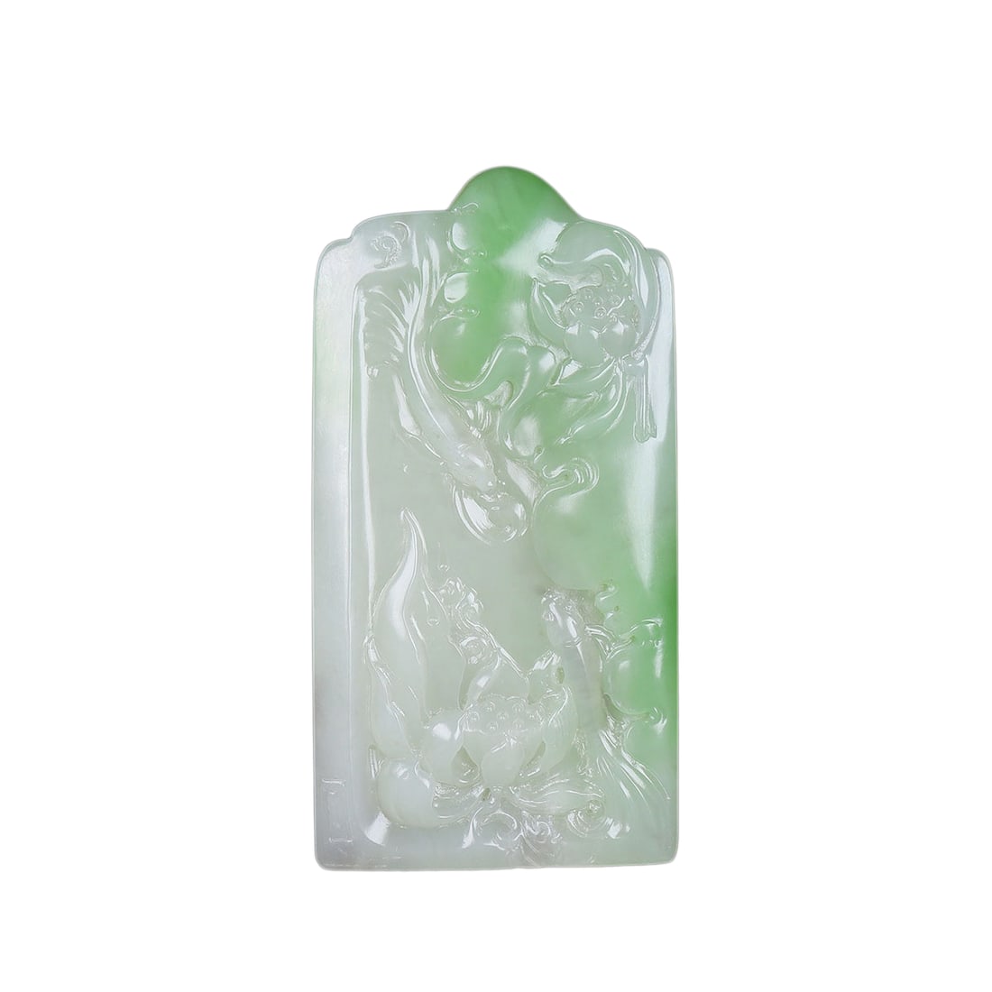 Natural Hetian Jade Hand-Carved Pendant w Carp & Lotus Leaf & Lotus Flower (1 of 7)
