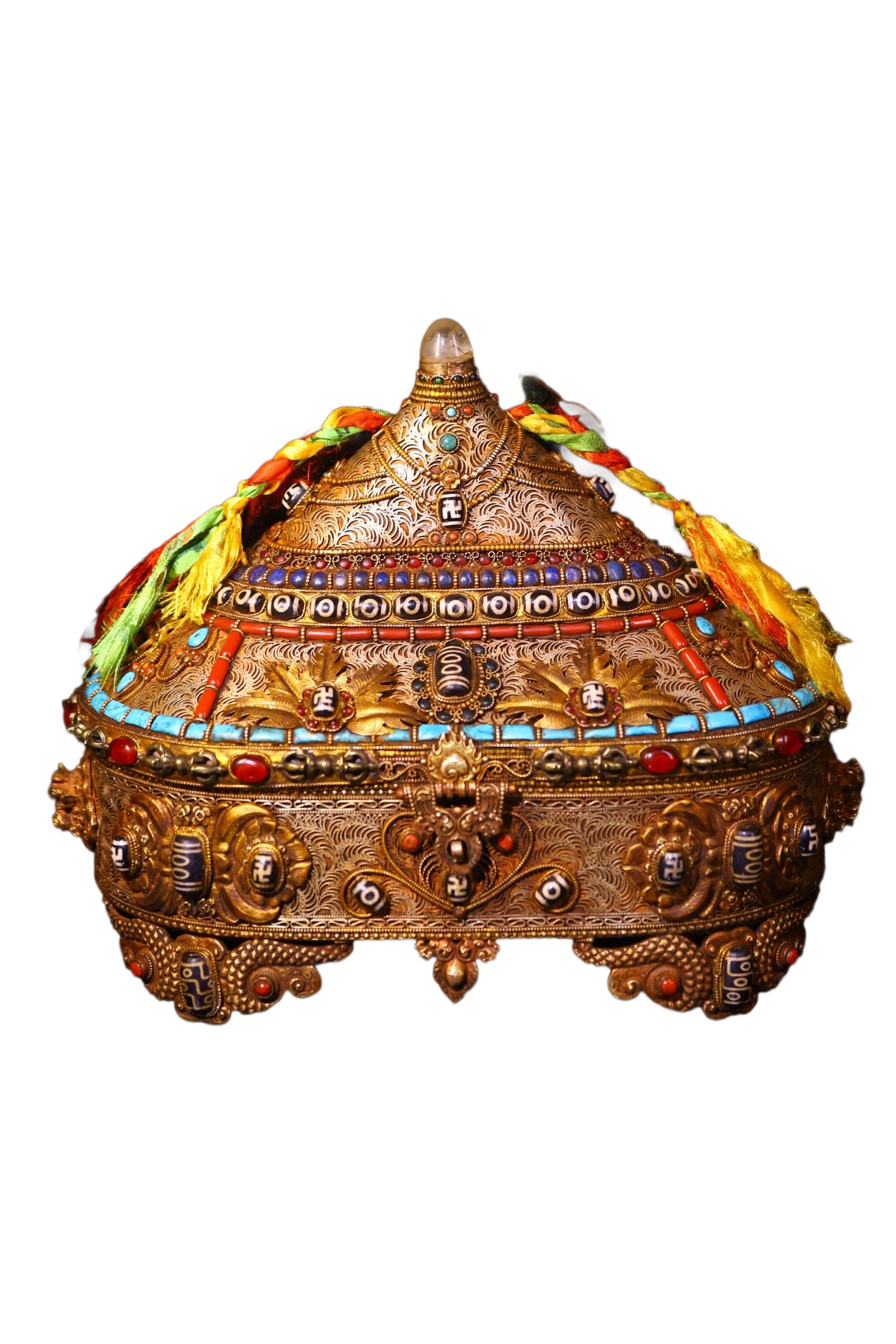 Tibetan Silver/Gold Wires,DZI Agate,Lapis Lazuli,Turquoise,Crystal Jewellery Box: Tibetan Silver/Gold Wires,DZI Agate,Lapis Lazuli,Turquoise,Crystal Jewellery Box Dimension: 310 x 260 x 170 (mm) 12.20 x 10.24 x 6.69 (inches) Weight: 6.61 lbs/ 3000 g