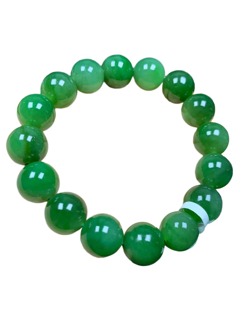 Green Hetian Jade Beads Bracelet (1 of 10)