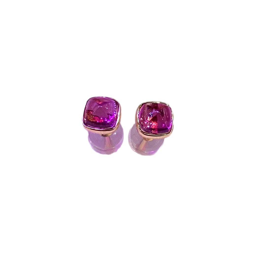 18K Gold Natural Red Tourmaline Sugar Earrings (1 of 10)