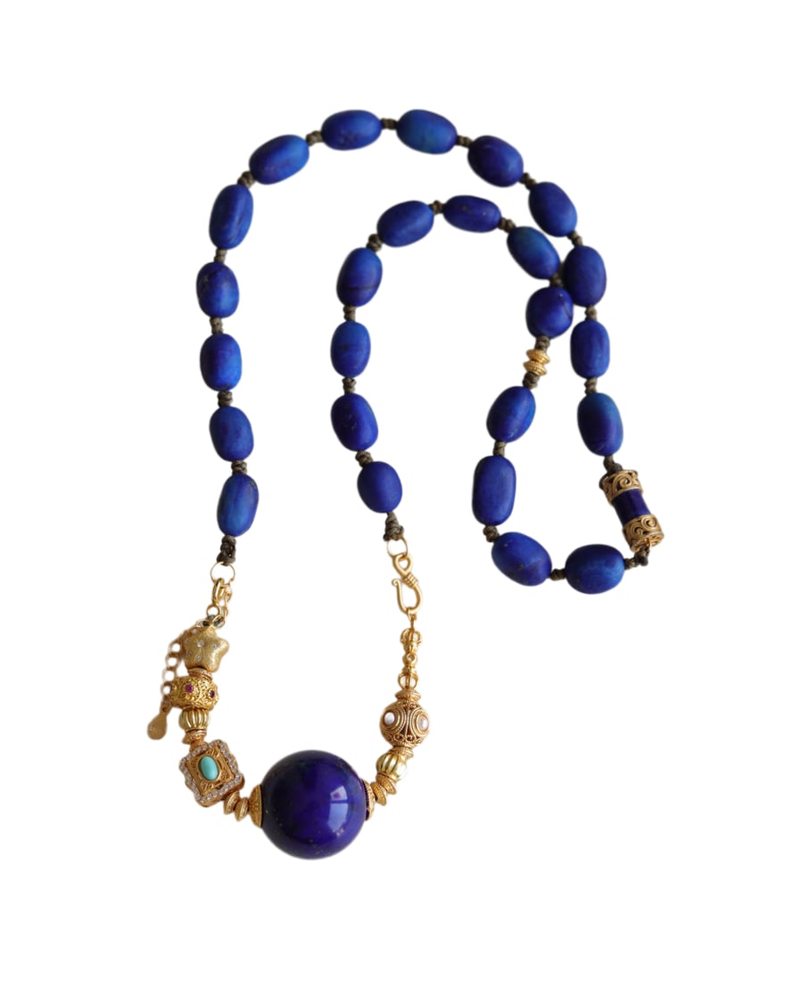 Natural Lapis Lazuli Beads Necklace (1 of 10)
