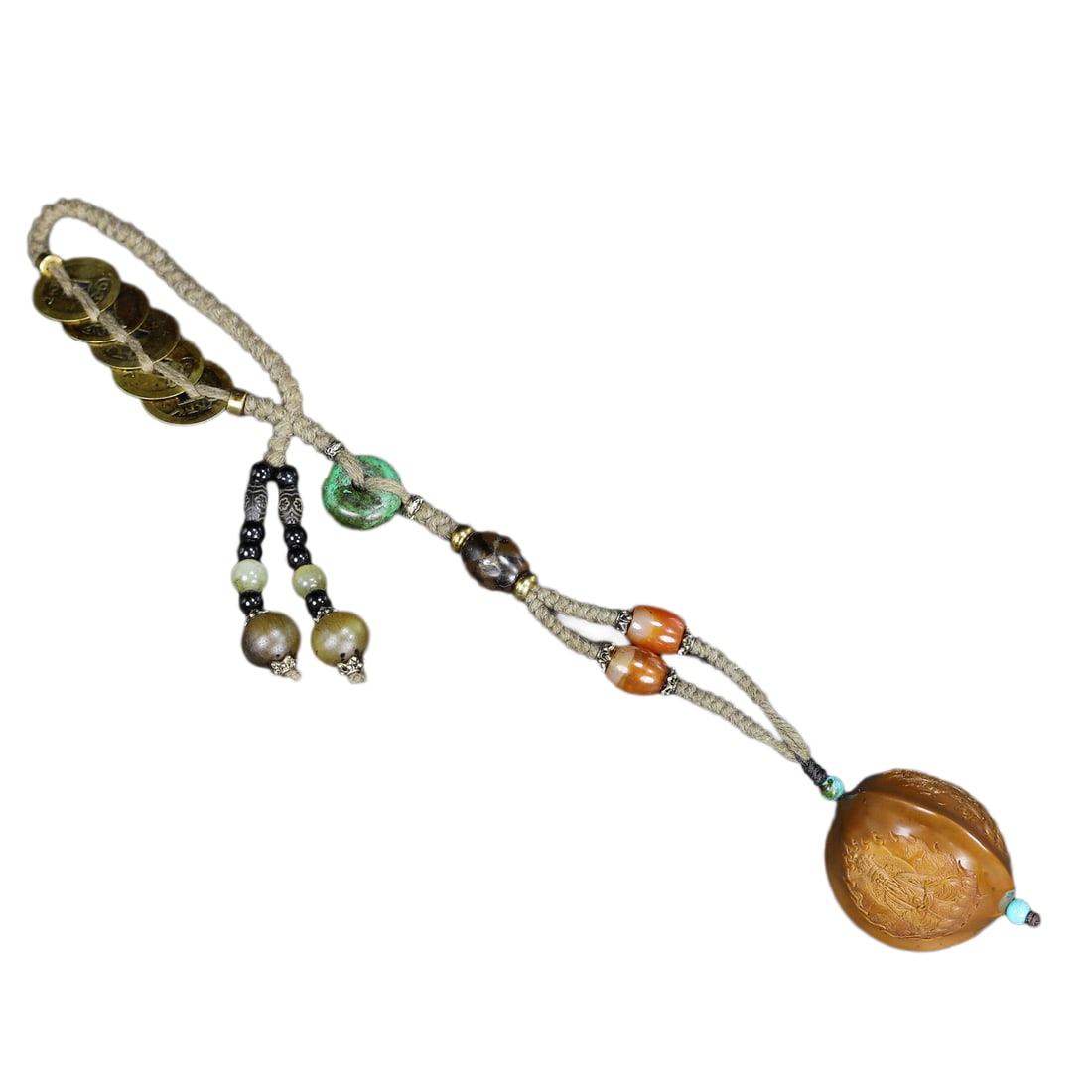 Vintage Olive Nut Hand-Carved Figure Pendant w Three Pure Ones Daoist Patriarchs: Vintage Olive Nut Hand-Carved Figure Pendant w Three Pure Ones Daoist PatriarchsDimension: 50 x 45 (mm) 1.97 x 1.77 (inches)