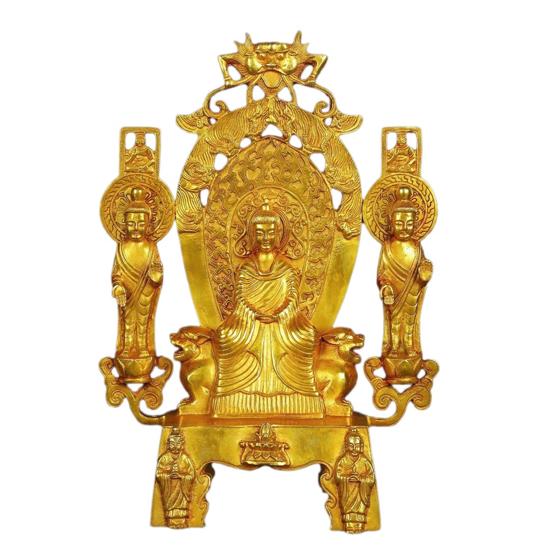 Northern Wei Period Gilt Gold Copper Three Buddha Statue: Northern Wei Period Gilt Gold Copper Three Buddha StatueDimension: 350 x 260 (mm) 13.78 x 10.24 (inches) Weight: 8.16 lbs/ 3700 g