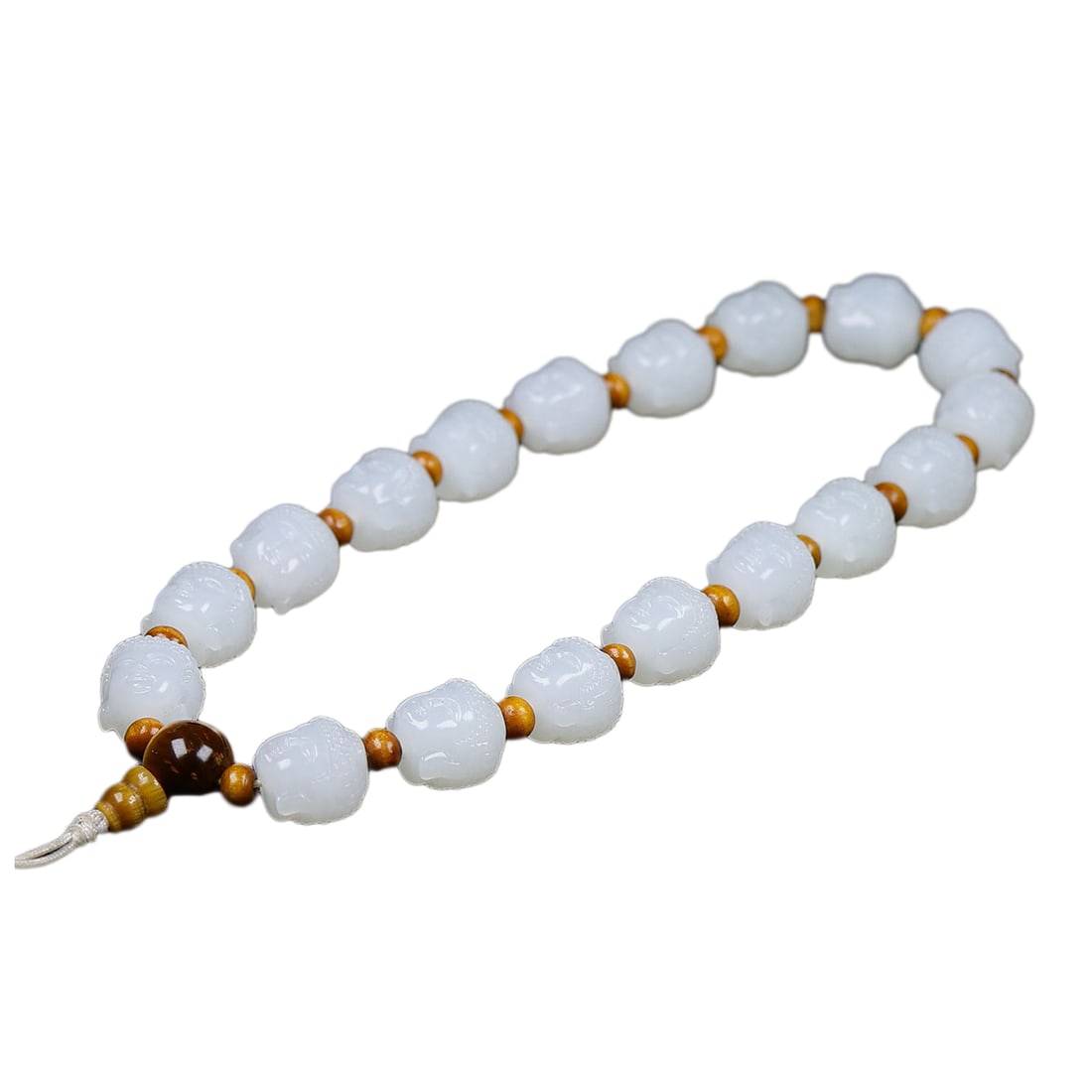 Natural White Hetian Jade Hand-Carved Figure Bracelet/Pendant w Buddha Head (1 of 7)