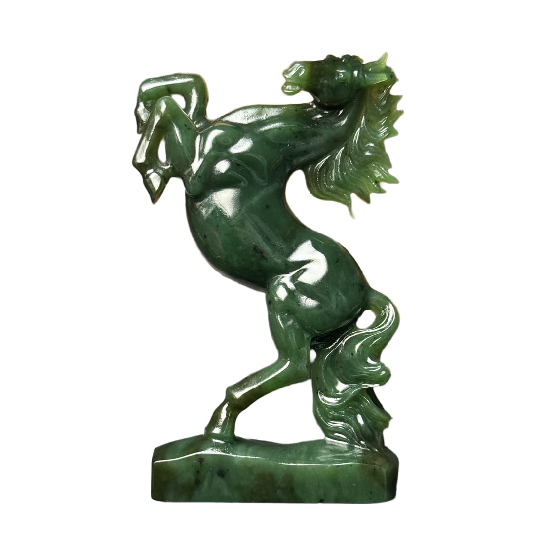 Natural Green Hetian Jade Hand-Carved Statue w Fortune Horse (1 of 10)