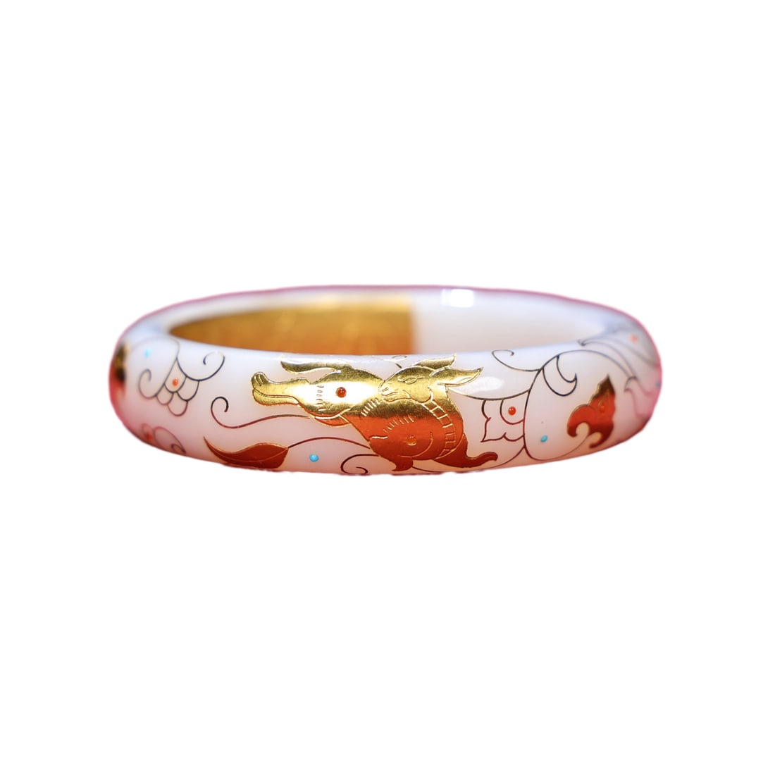 Inside Diameter 55mm Gilt Gold Silver Wires Hetian Jade Bracelet: Inside Diameter 55mm Gilt Gold Silver Wires Hetian Jade Bracelet Inside Diameter: 55 (mm) 2.16 (inches) Dimension: 71 x 14 x 8 (mm) 2.79 x 0.55 x 0.31 (inches) Weight: 0.13 lbs/ 58 g