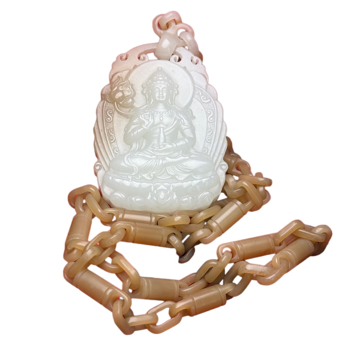 Natural Sugar White Hetian Jade Hand-Carved Figure Pendant/Necklace w Kwan-yin (1 of 10)