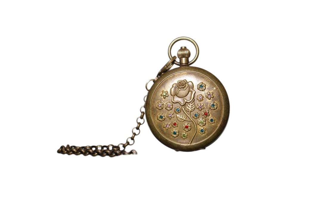 Vintage Copper Inlay Gem Mechanical Pocket Watch: Vintage Copper Inlay Gem Mechanical Pocket WatchDimension: 55 (mm) 2.16 (inches)