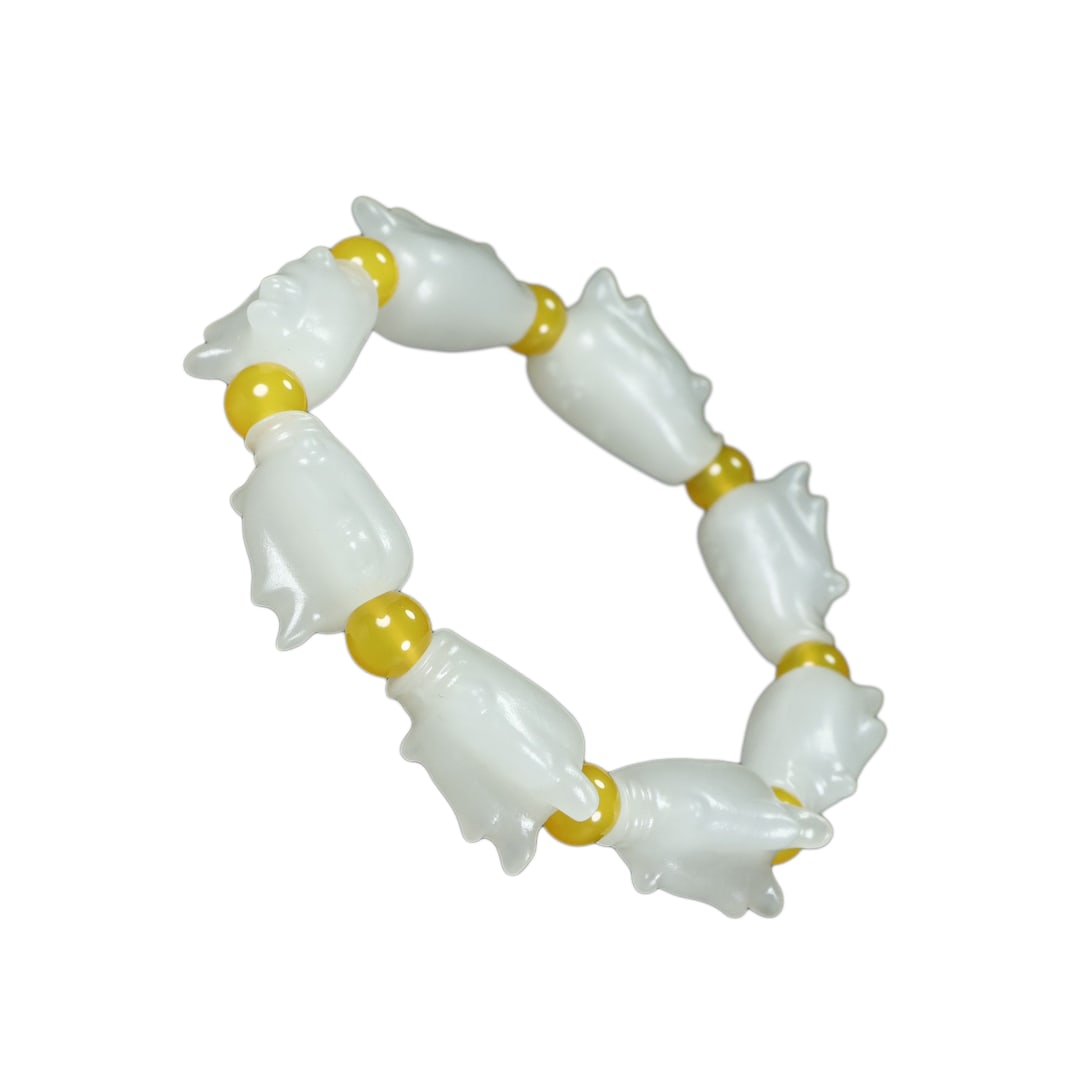 Natural Hetian Jade Hand-Carved Beads Bracelet w Dragon: Natural Hetian Jade Hand-Carved Beads Bracelet w DragonDimension: 25 x 13 x 13 (mm) 0.98 x 0.51 x 0.51 (inches) Weight: 0.12 lbs/ 57 g