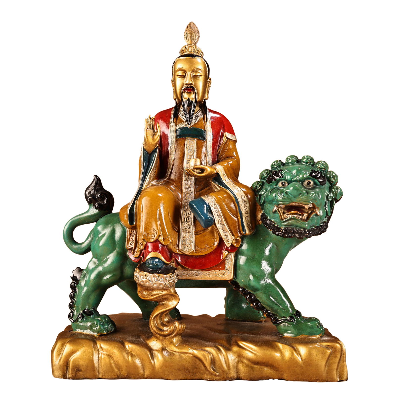 Colored Drawing Gilt Gold Copper Buddha Statue: Colored Drawing Gilt Gold Copper Buddha Statue Dimension: 380 x 280 (mm) 14.96 x 11.02 (inches) Weight: 10.58 lbs/ 4800 g