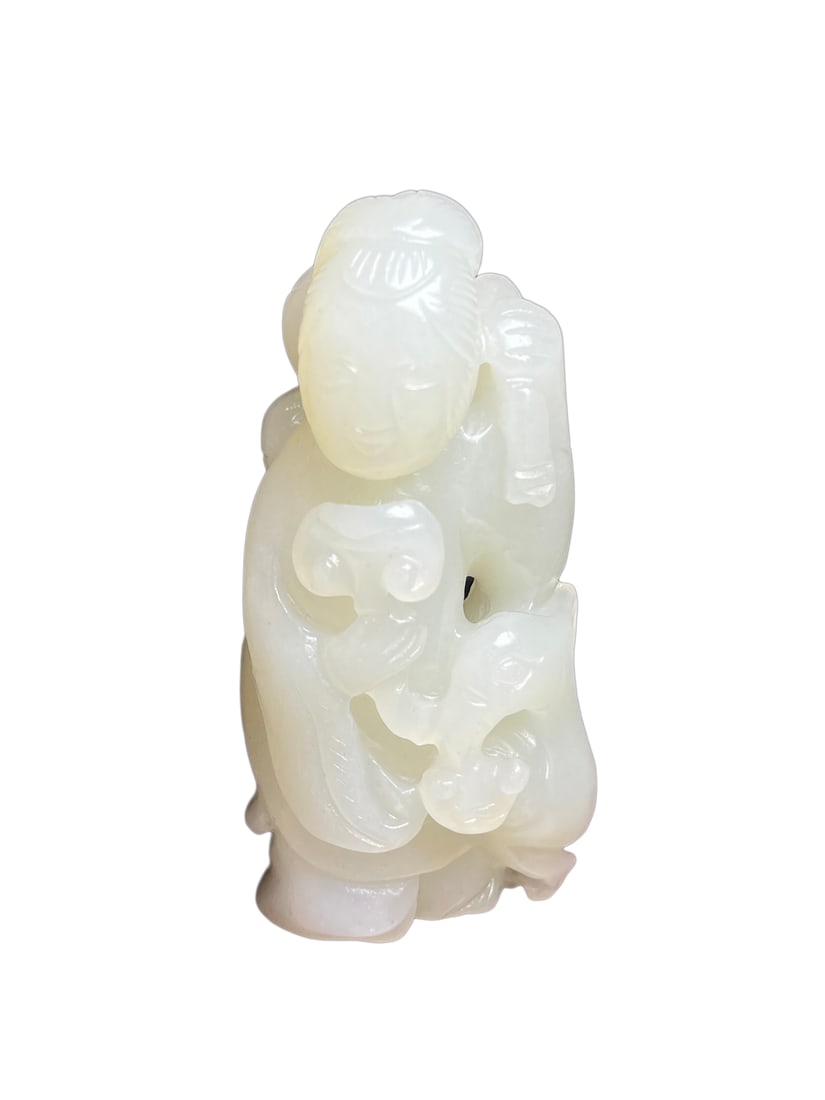 Natural Hetian Jade Hand-Carved Figure Statue/Pendant w Magu Offers Longevity? (1 of 10)