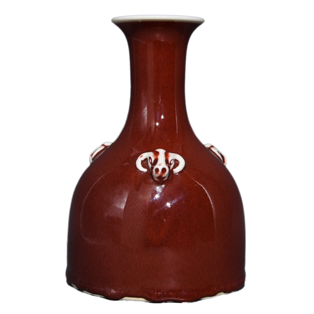 Bell-shaped Vase Red Glaze,Qing Dynasty QianLong Mark (1 of 10)