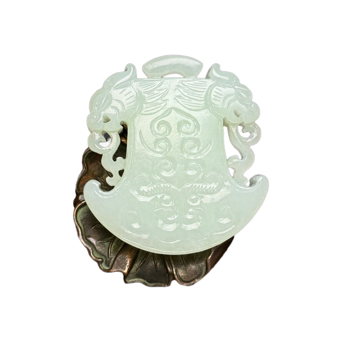 Natural Hetian Jade Hand-Carved Pendant w Dragon & Axe: Natural Hetian Jade Hand-Carved Pendant w Dragon & AxeDimension: 55 x 50 x 12 (mm) 2.16 x 1.97 x 0.47 (inches) Weight: 0.14 lbs/ 64 g