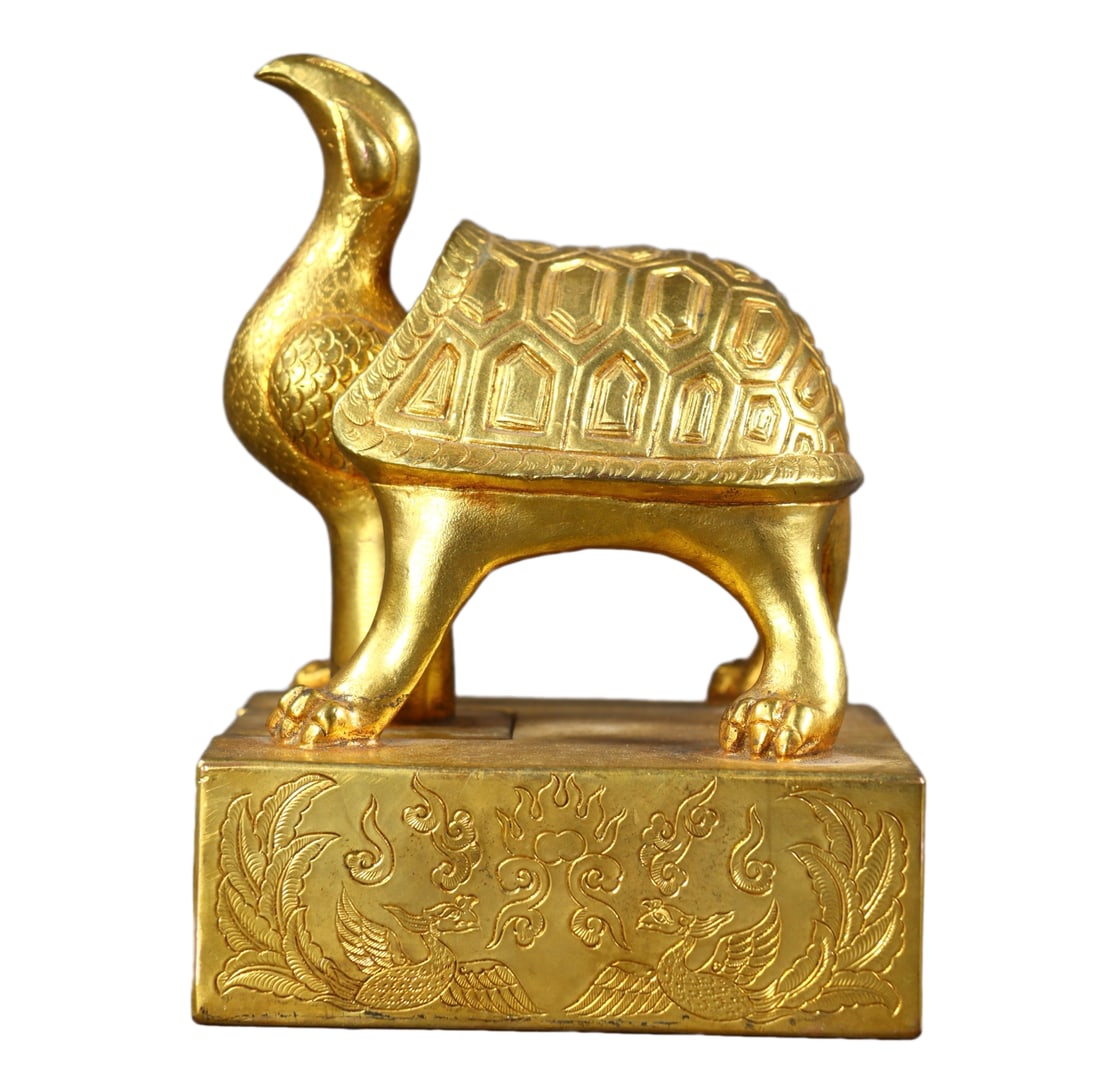 Gilt Gold Copper Long Life Turtle Seal (1 of 11)