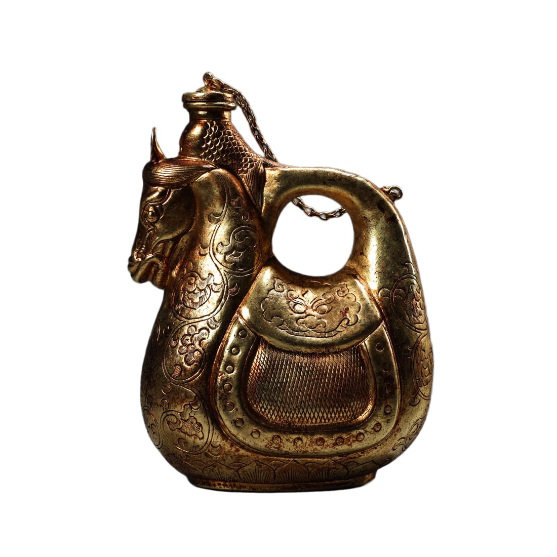 Vintage Gilt Gold Copper Horse Pot Statue: Vintage Gilt Gold Copper Horse Pot Statue Dimension: 150 x 110 (mm) 5.90 x 4.33 (inches) Weight: 1.12 lbs/ 510 g