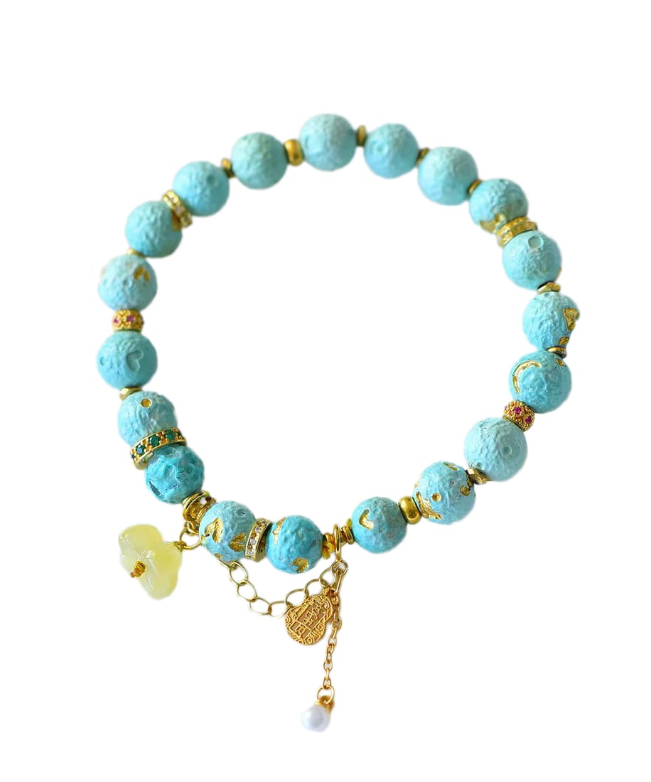 Natural Turquoise Beads Bracelet: Natural Turquoise Beads BraceletDimension: 8.8 (mm) 0.35 (inches) Weight: 0.03 lbs/ 16 g