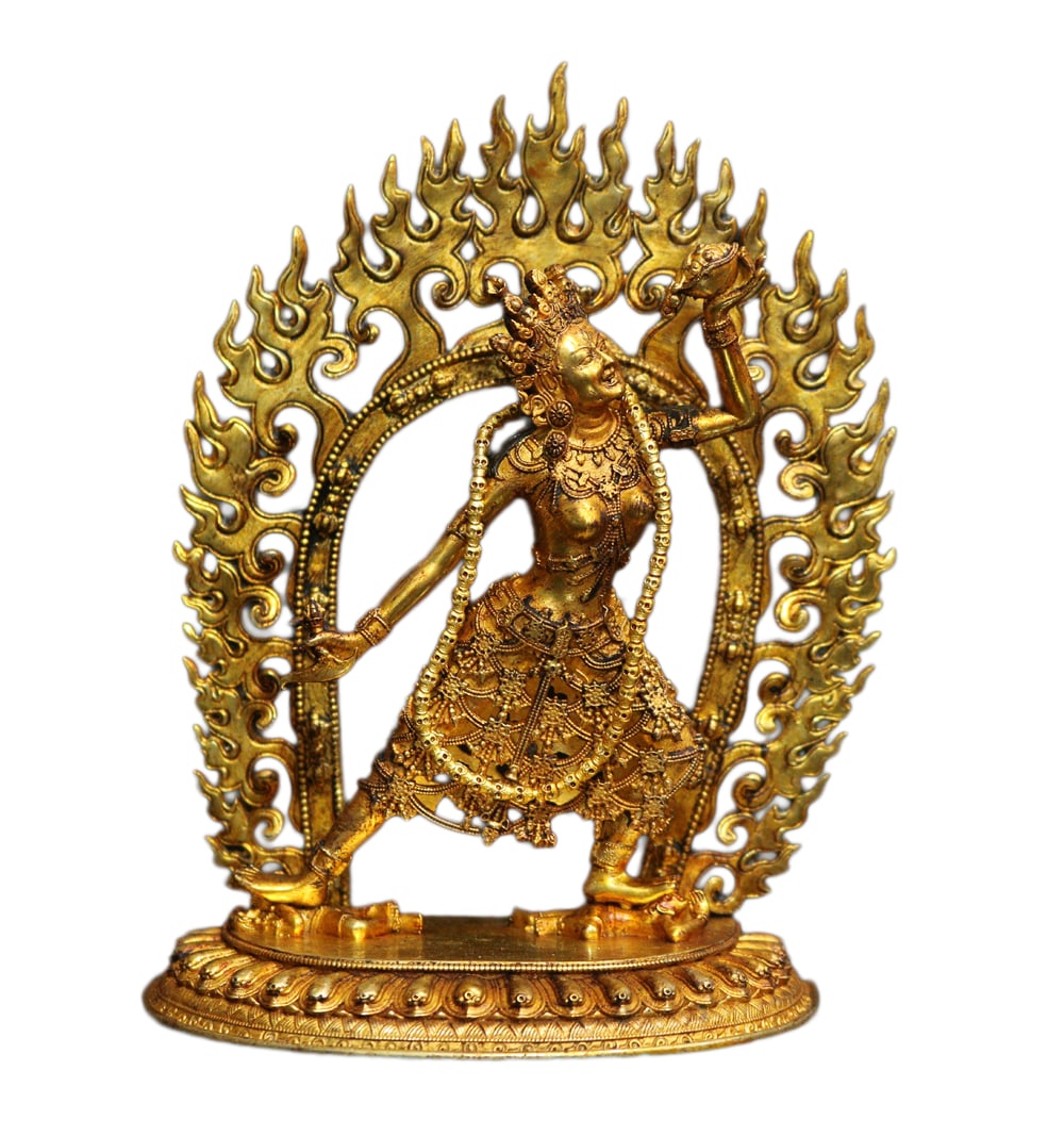 Tibetan Gilt Gold Copper Buddha Statue w Machig Labdrön (1 of 10)