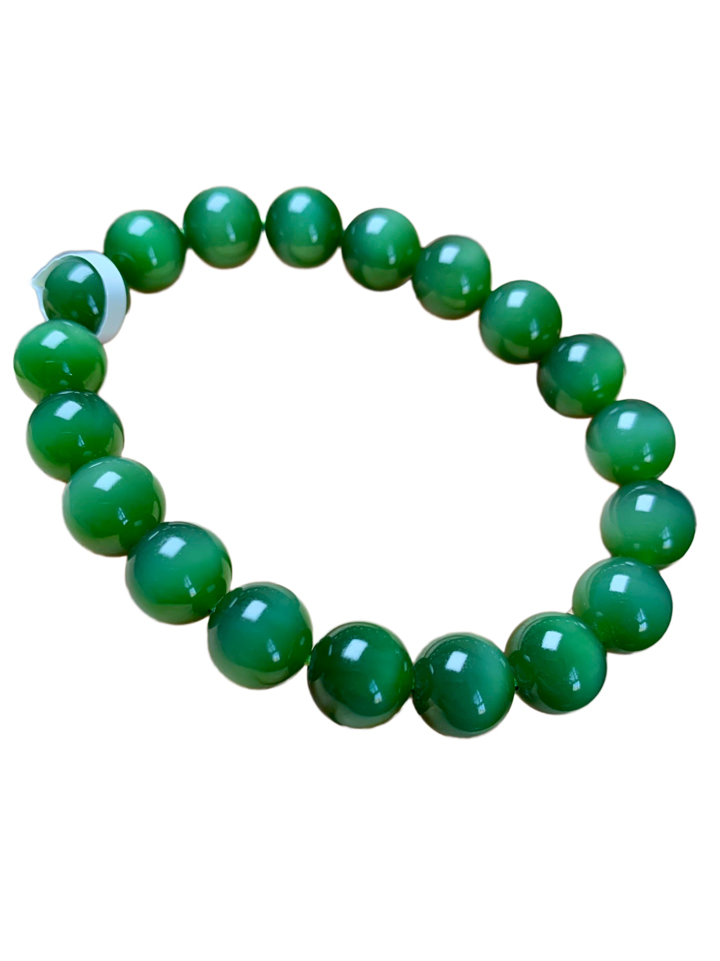 Green Hetian Jade Beads Bracelet (1 of 10)