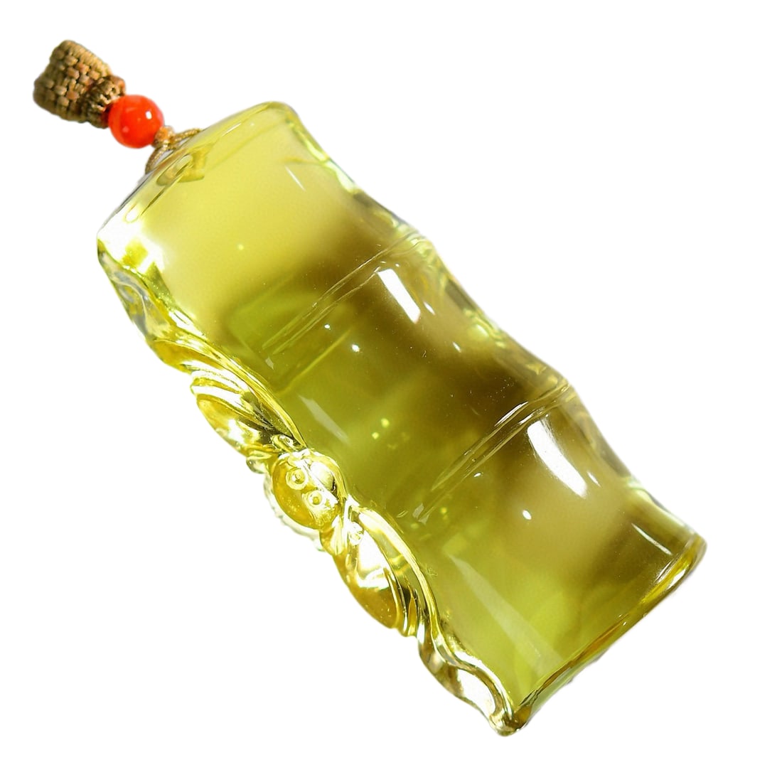 Natural Yellow Crystal Hand-Carved Pendant w Fortune Bamboo: Natural Yellow Crystal Hand-Carved Pendant w Fortune BambooDimension: 63.7 x 27.7 x 21 (mm) 2.51 x 1.09 x 0.83 (inches)Weight: 0.14 lbs/ 62 g