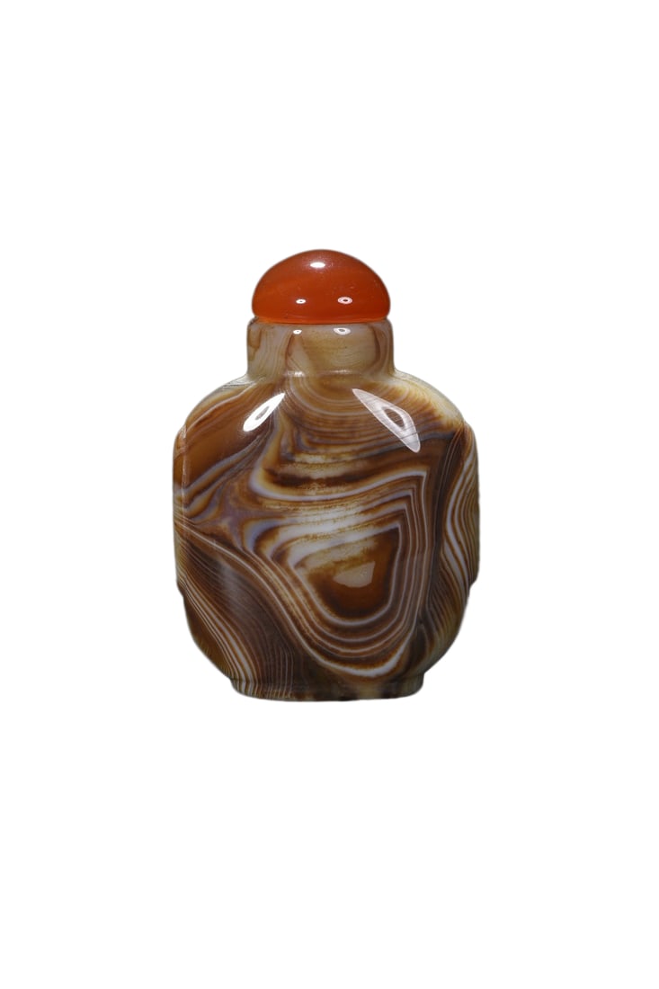 Natural Agate Snuff Bottle: Natural Agate Snuff BottleDimension: 70 x 48 x 29 (mm) 2.75 x 1.89 x 1.14 (inches) Weight: 0.28 lbs/ 128 g