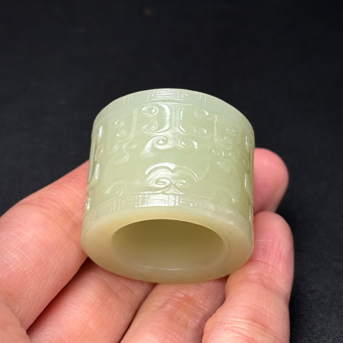 Natural Hetian Jade Thumb Ring - 9