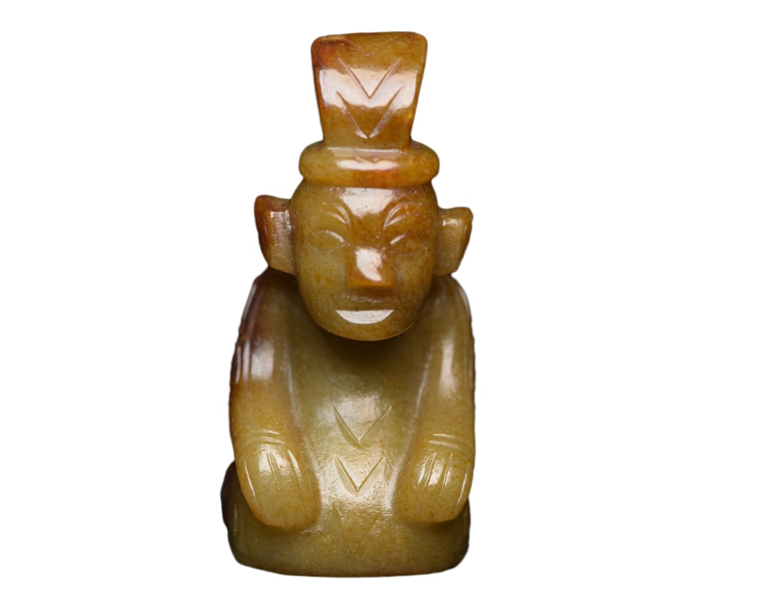 Vintage Hetian Jade Hand-Carved Statue w Figure (1 of 10)