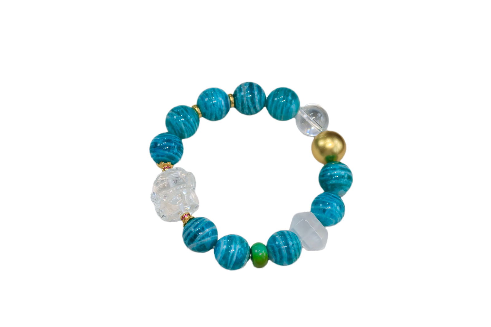 Amazon Tianhe Stone & White Crystal Beads Bracelet (1 of 5)
