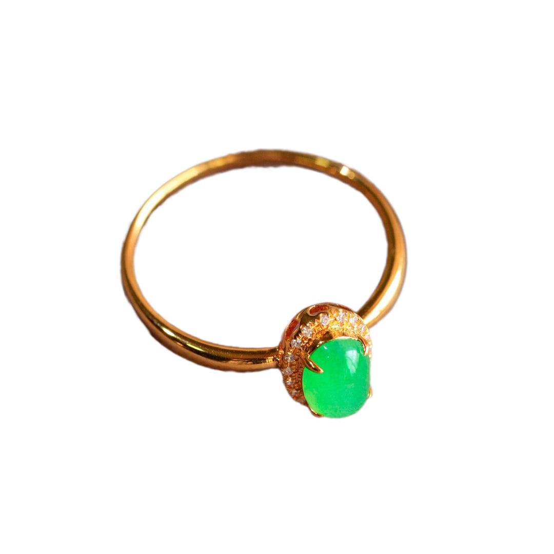 18K Gold Inlay Green Jadeite Ring (1 of 7)