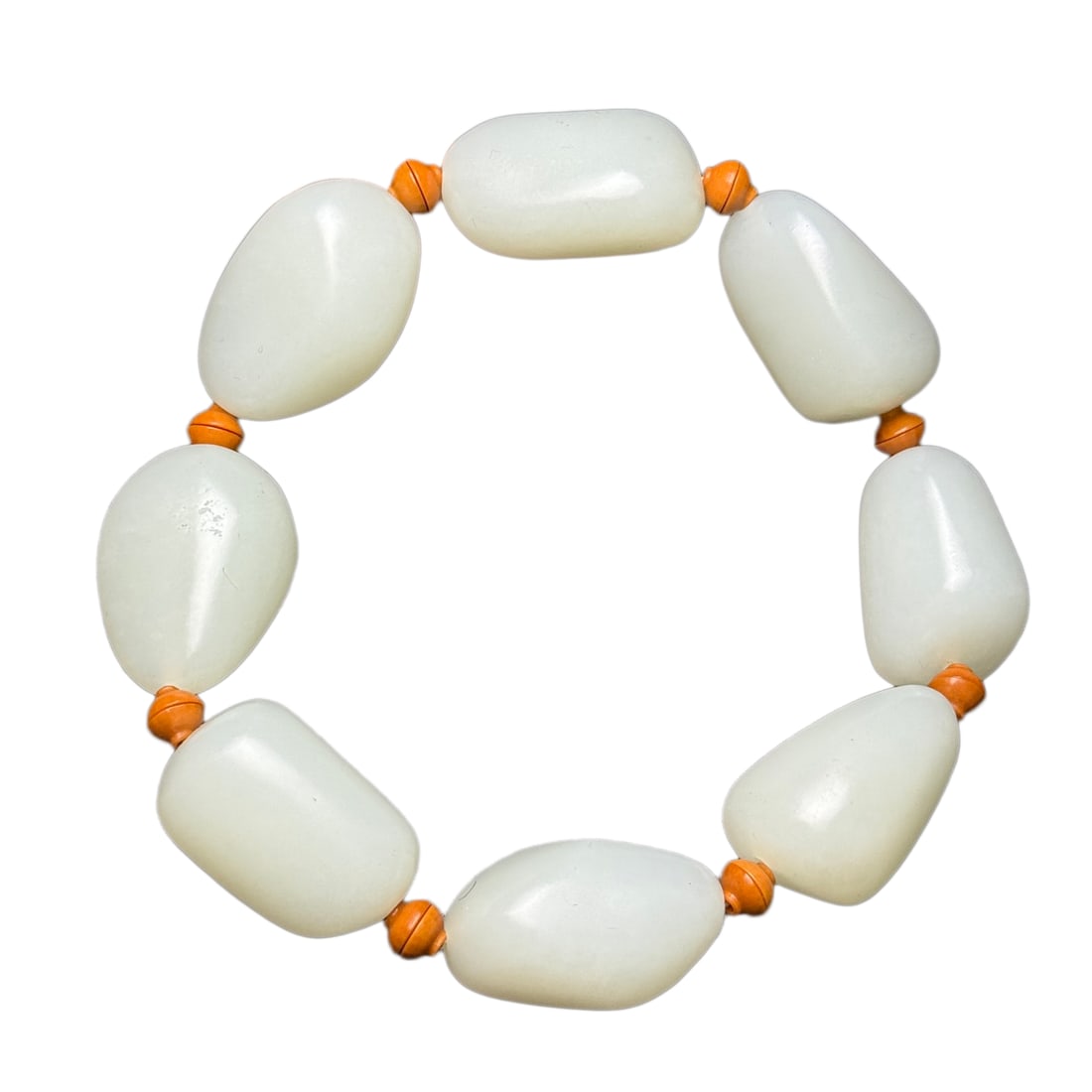 Natural Hetian Jade Original Stone Beads Bracelet (1 of 10)