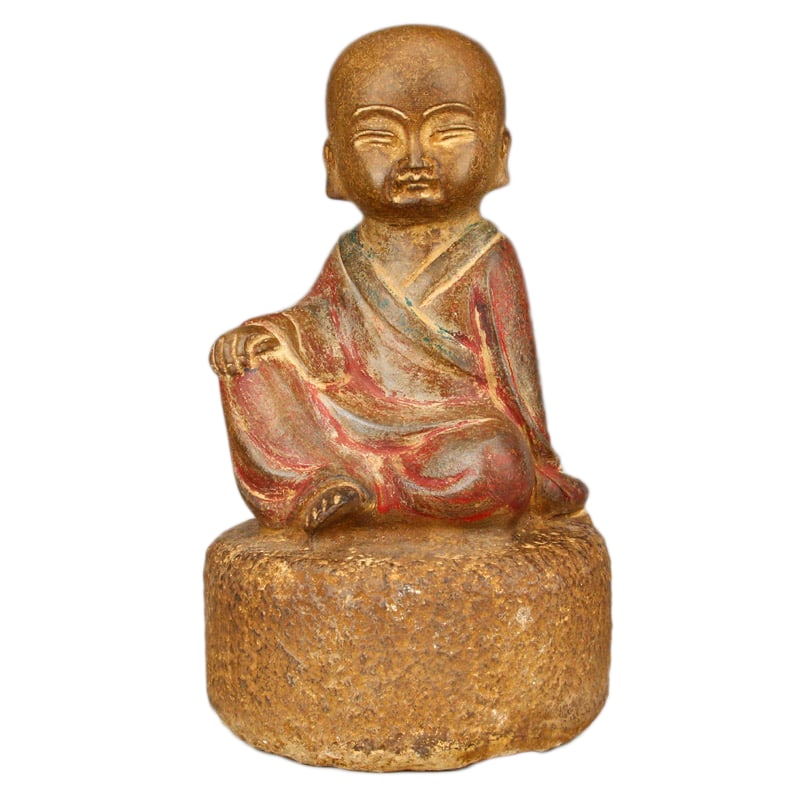 Buddhism Stone Monk Statue: Vintage Buddhism Stone Monk Statue Dimension: 195 x 350 x 195(mm) 7.68 x13.78 x 7.68 (inches) Weight: 31.20 lbs/14150 g The wooden stand no included.