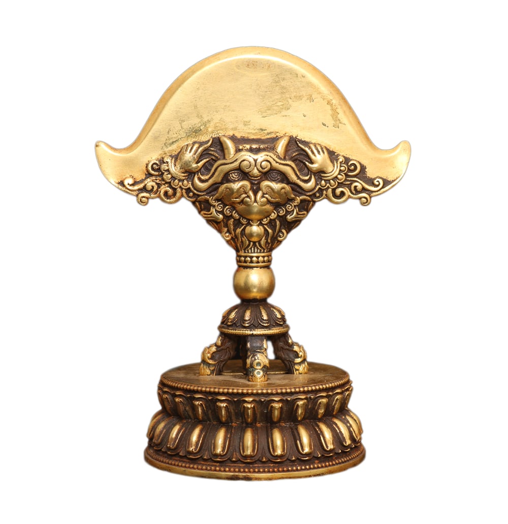 Tibetan Gilt Gold Copper Dharma-vessel Statue: Tibetan Gilt Gold Copper Dharma-vessel Statue Dimension: 105 x 75 (mm) 4.13 x 2.95 (inches) Weight: 0.72 lbs/ 328 g