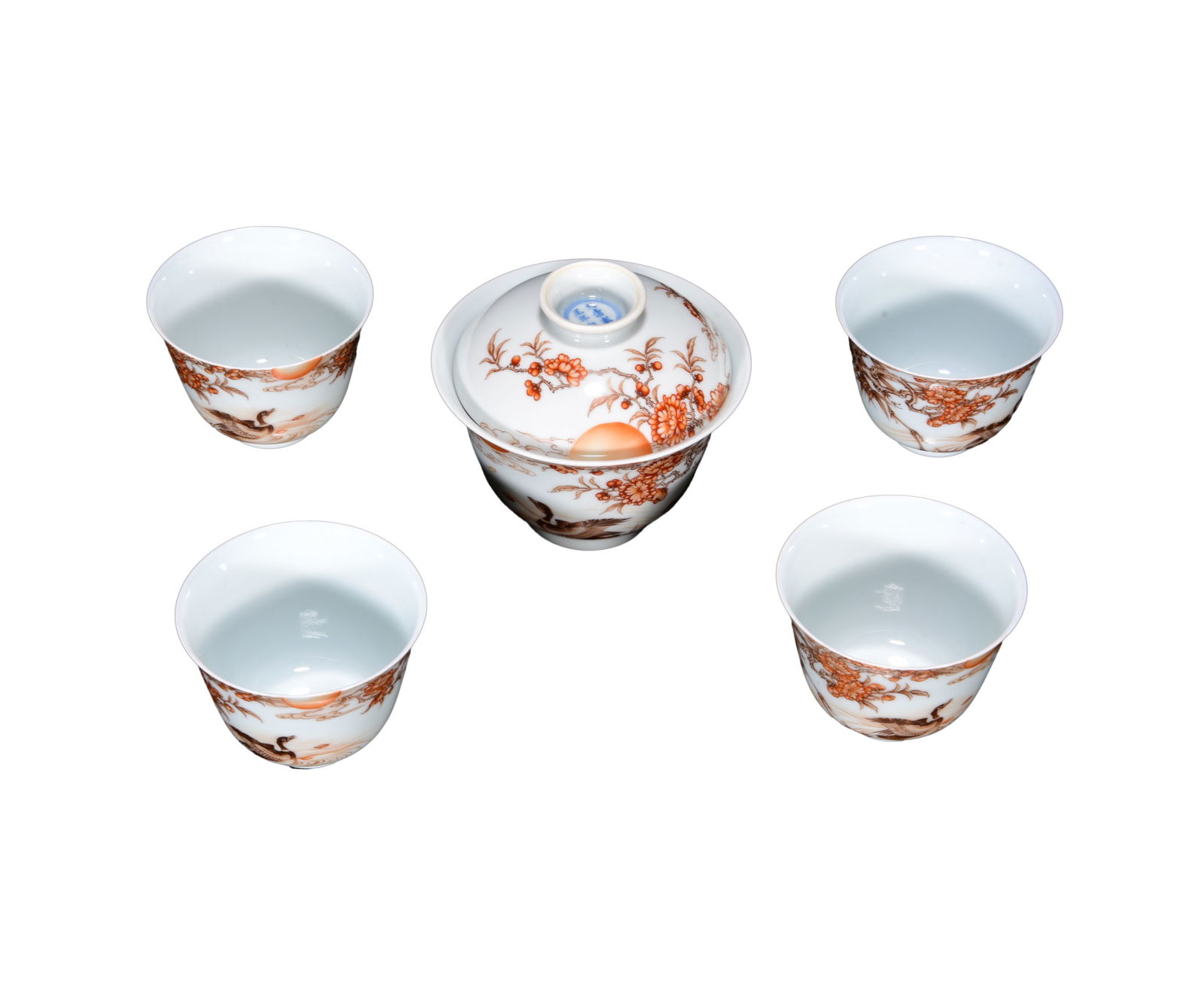 Porcelain Teabowl Famille Rose w Wild Goose Qing Dynasty Yongzheng Mark (1 of 10)