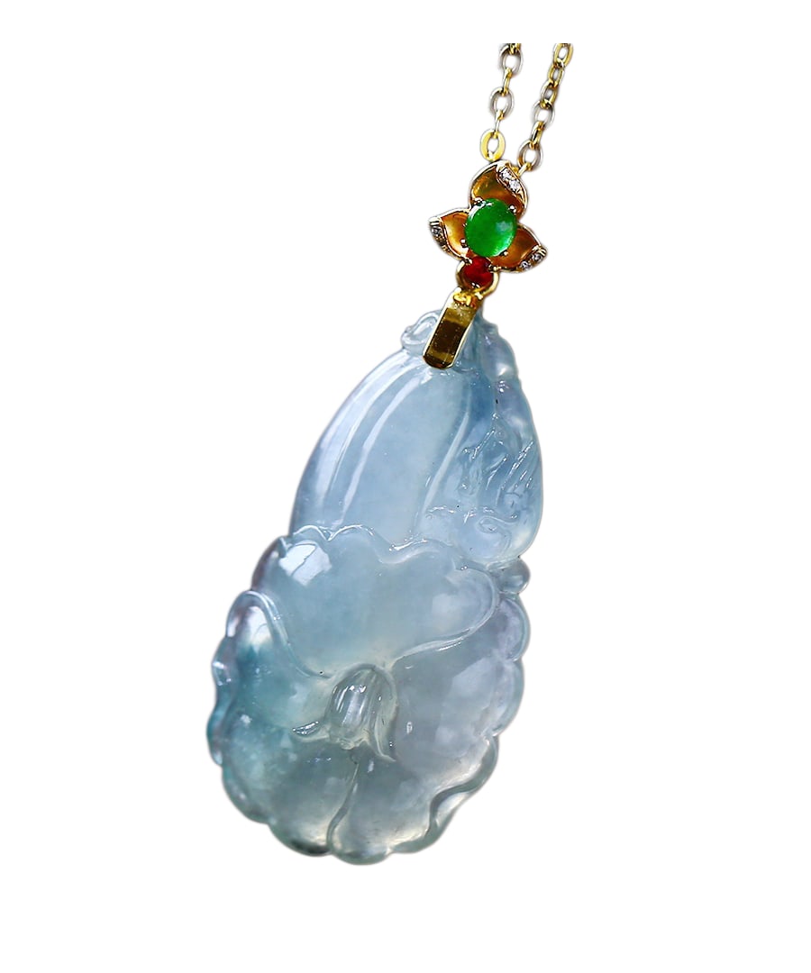 Jadeite Hand-Carved Pendant w Orchid (1 of 9)