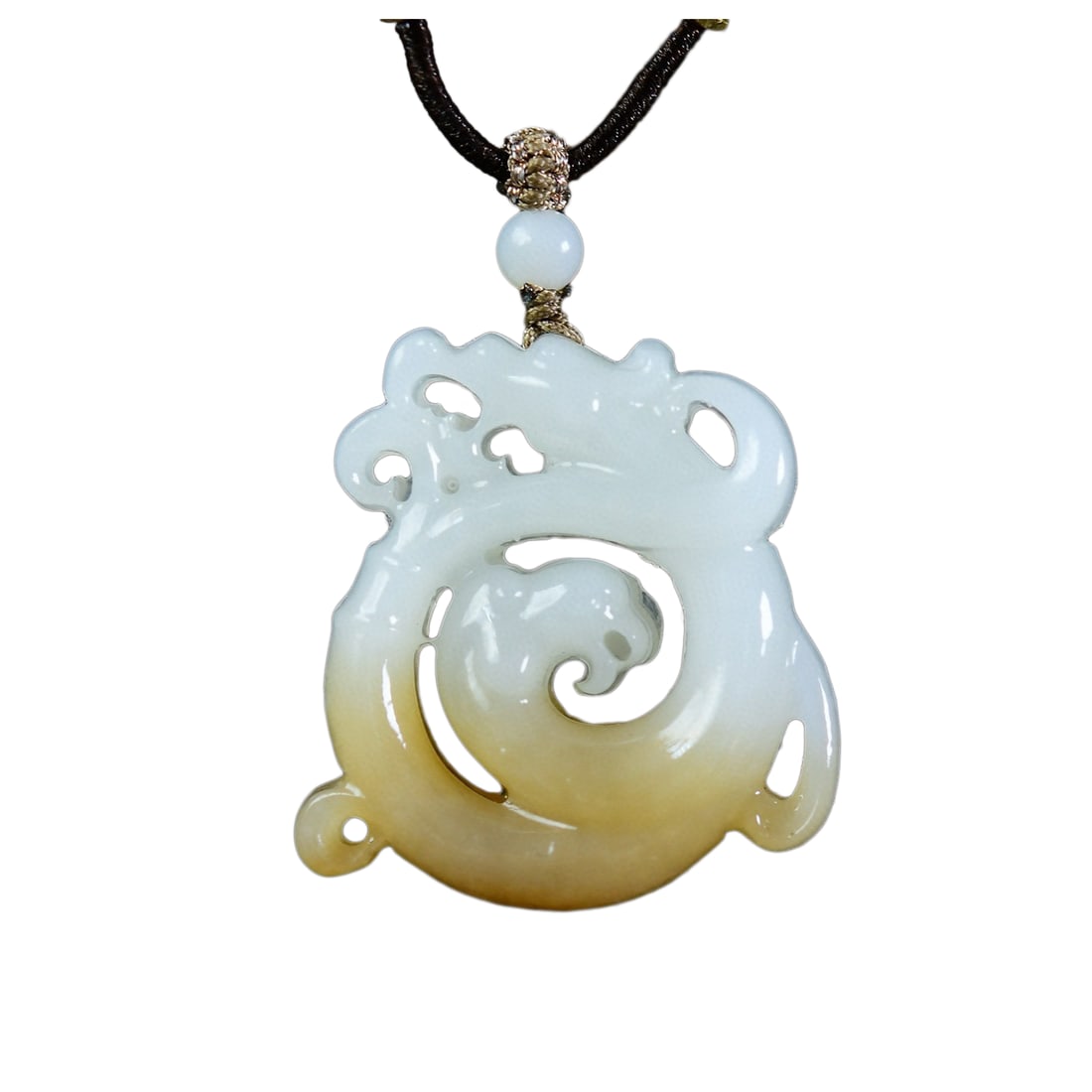 Natural Hetian Jade Hand-Carved Pendant w Dragon (1 of 7)