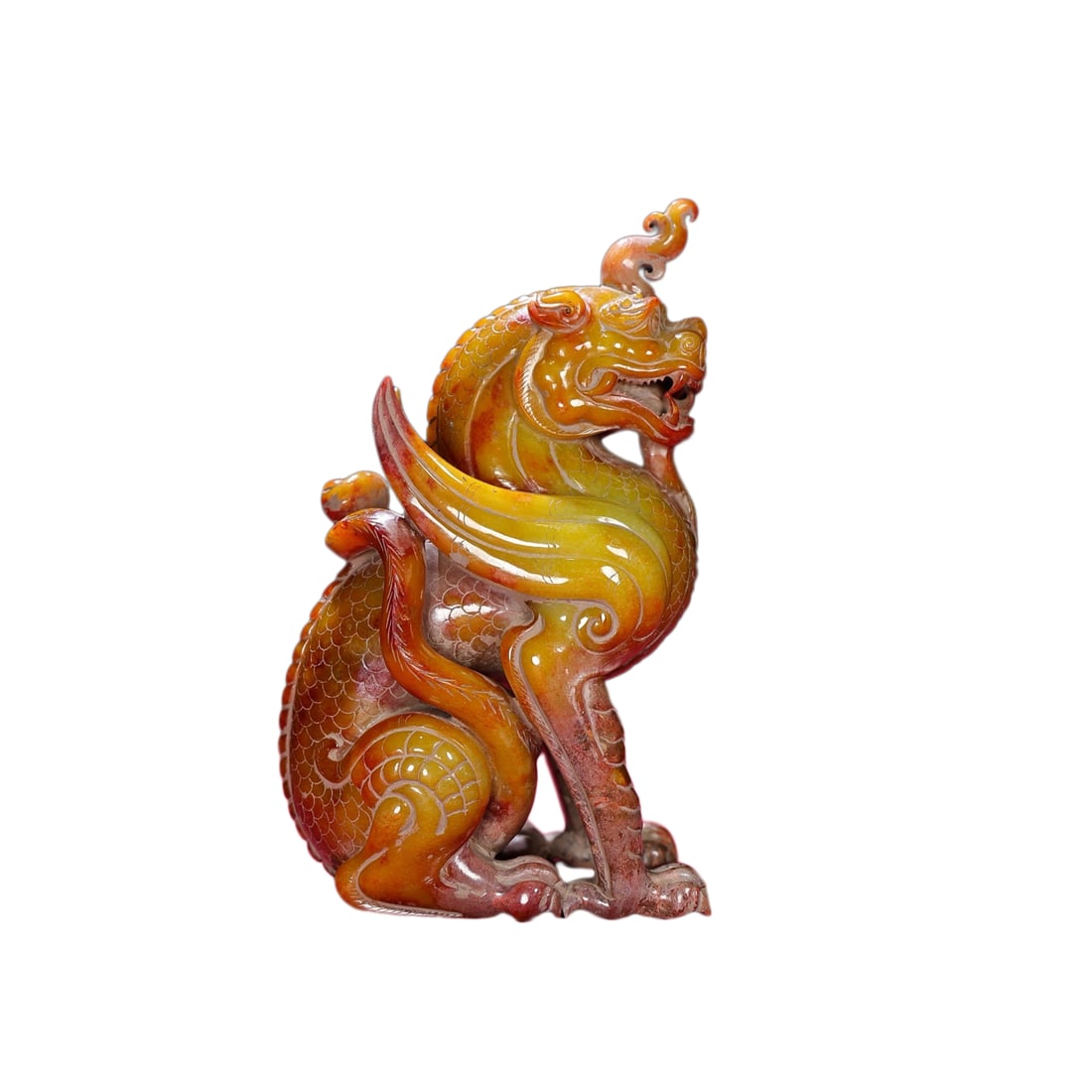 Vintage Hetian Jade Hand-Carved Beast Statue w Unicorn (1 of 9)