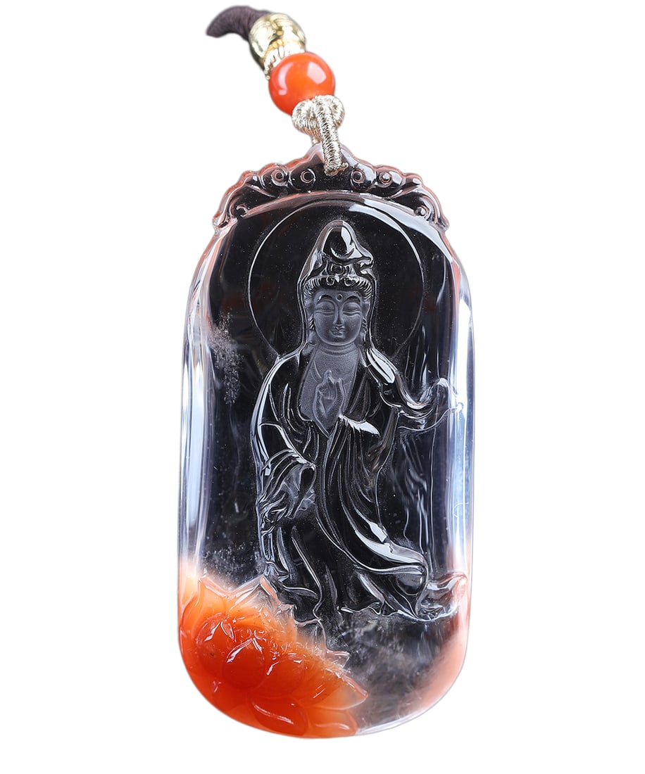 Natural Crystal Hand-Carved Figure Pendant w Kwan-yin (1 of 7)