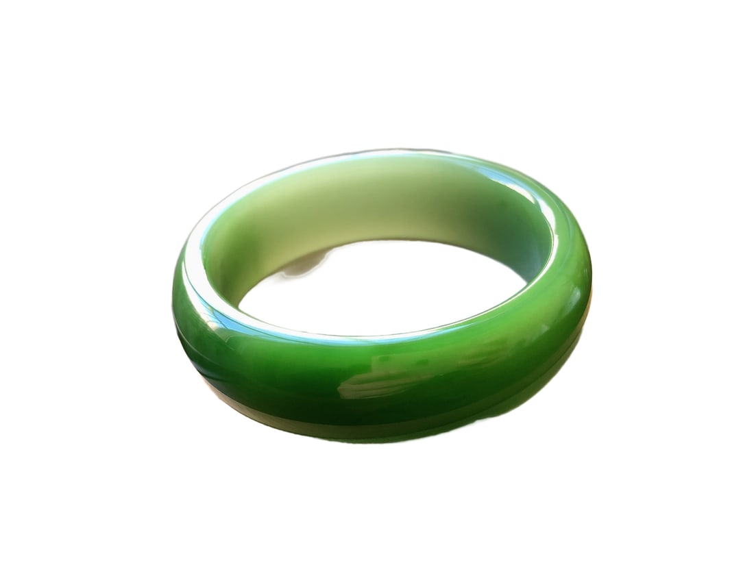 Inside Diameter 59.5mm Green Hetian Jade Bracelet (1 of 10)