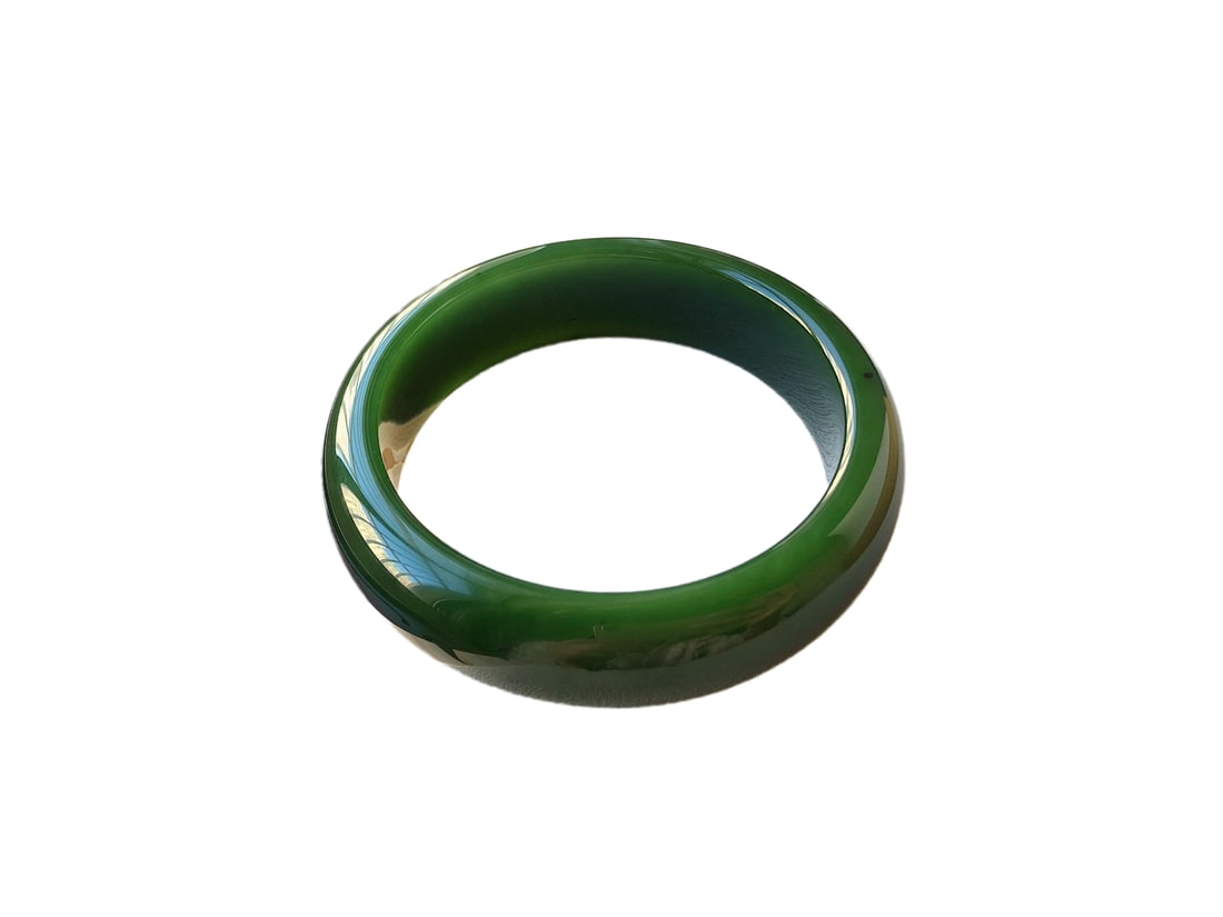 Inside Diameter 58mm Green Hetian Jade Bracelet (1 of 10)