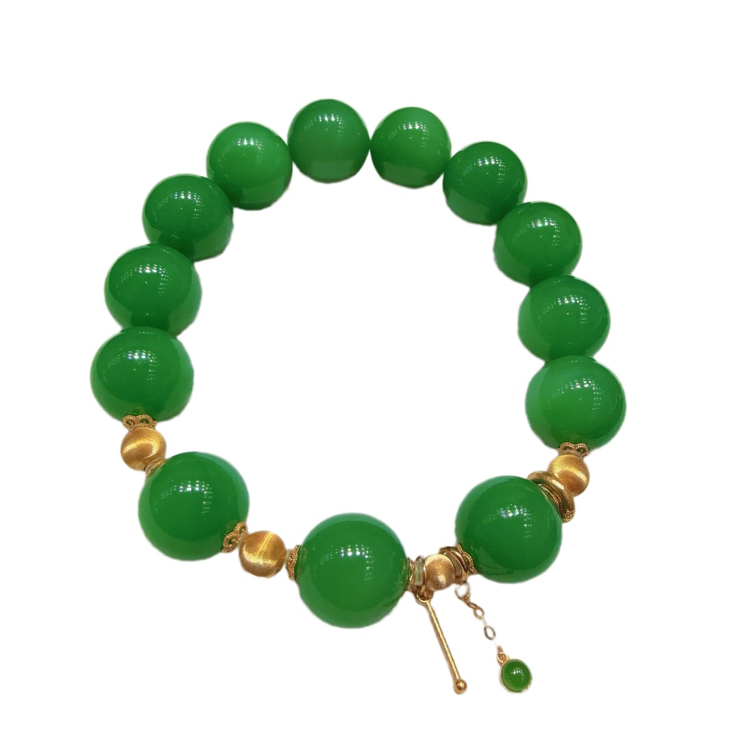 Hand Woven Natural Green Hetian Jade Beads Bracelet (1 of 10)