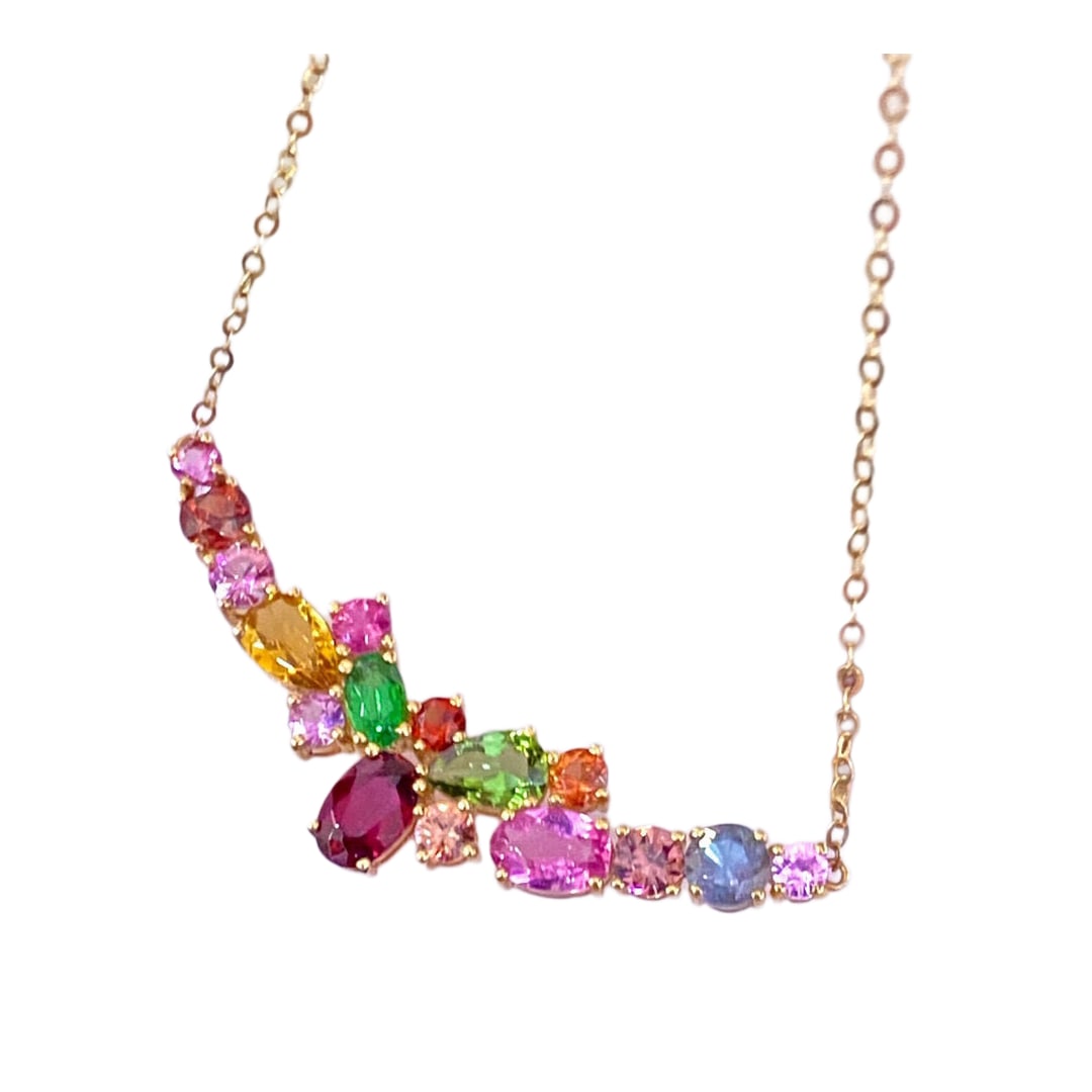 18K Gold Inlay Tourmaline Necklace: 18K Gold Inlay Tourmaline NecklaceDimension: 4.3 (mm) 0.17 (inches) Weight: 0.01 lbs/ 3.5 g